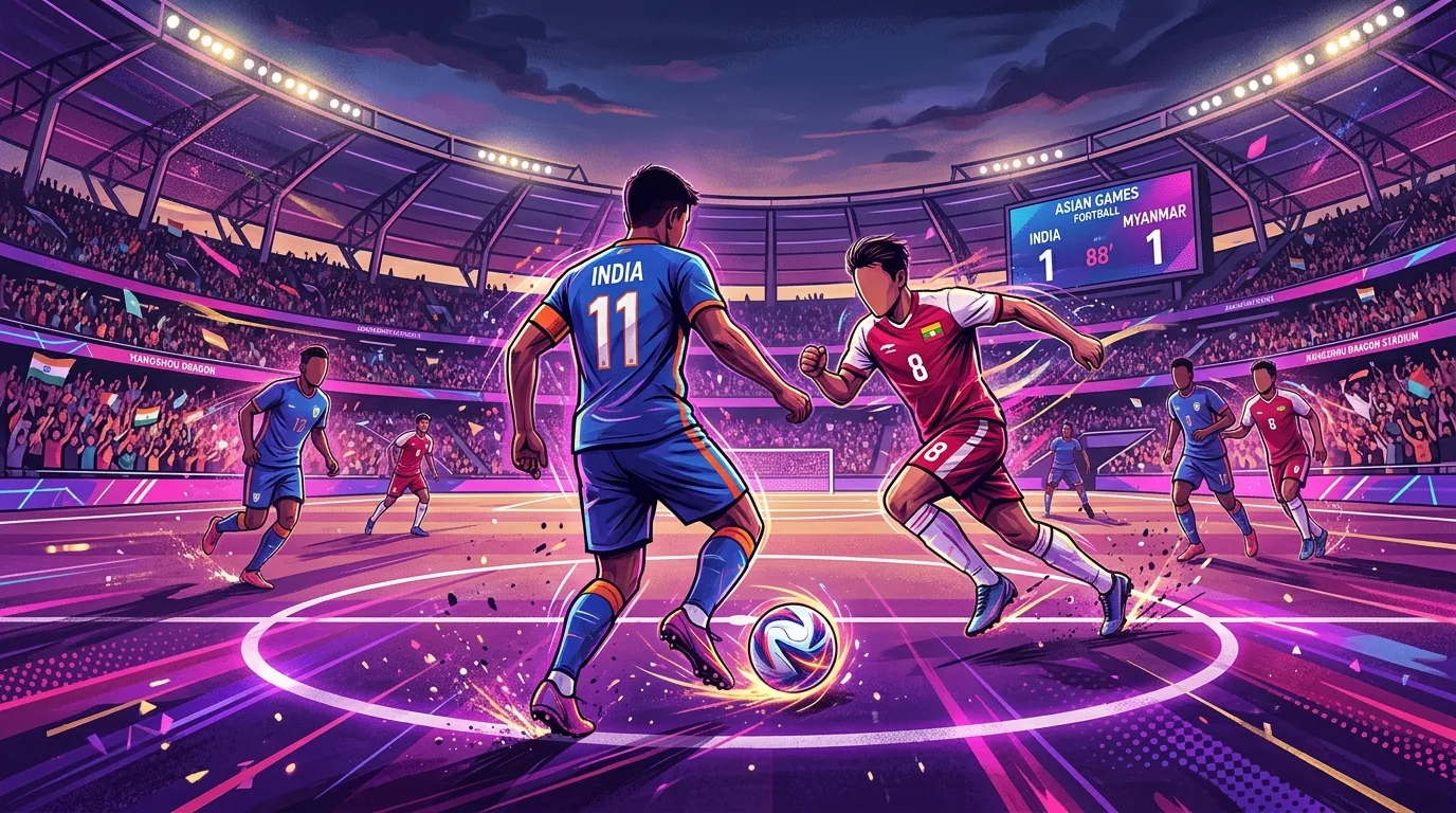 Asian Games 2023 Football: India draws with Myanmar with one Goal Each, illustrative featured image