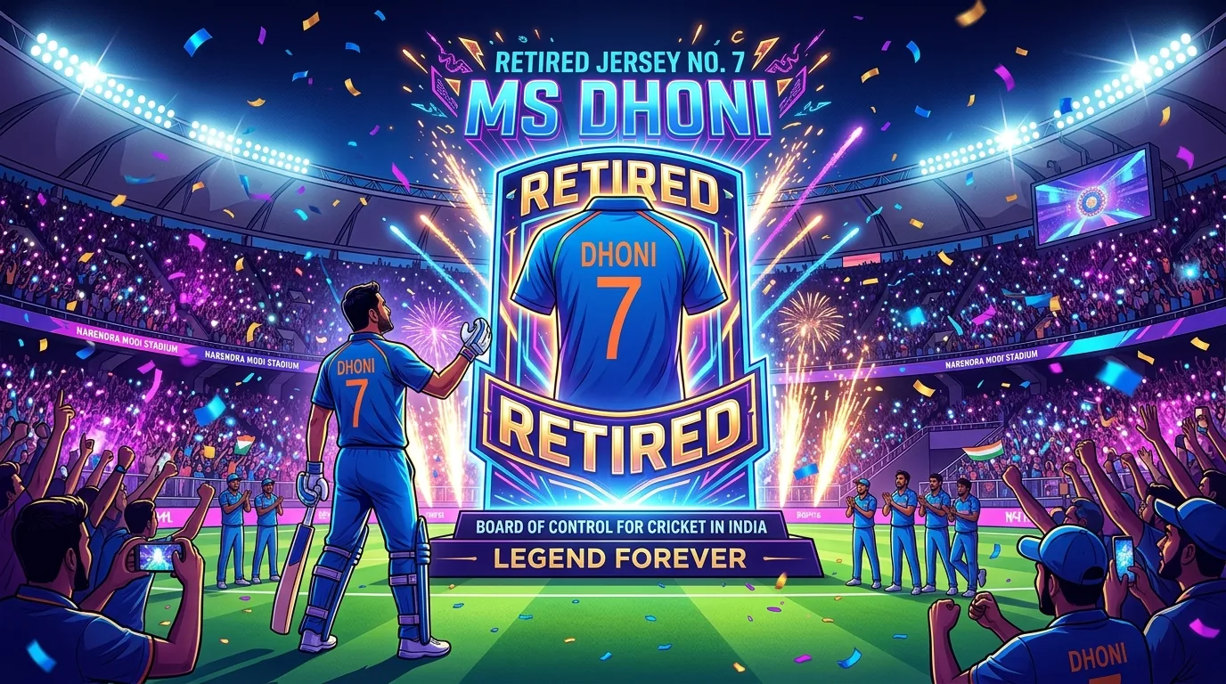 BCCI honours Dhoni by retiring his No. 7 jersey, illustrative featured image