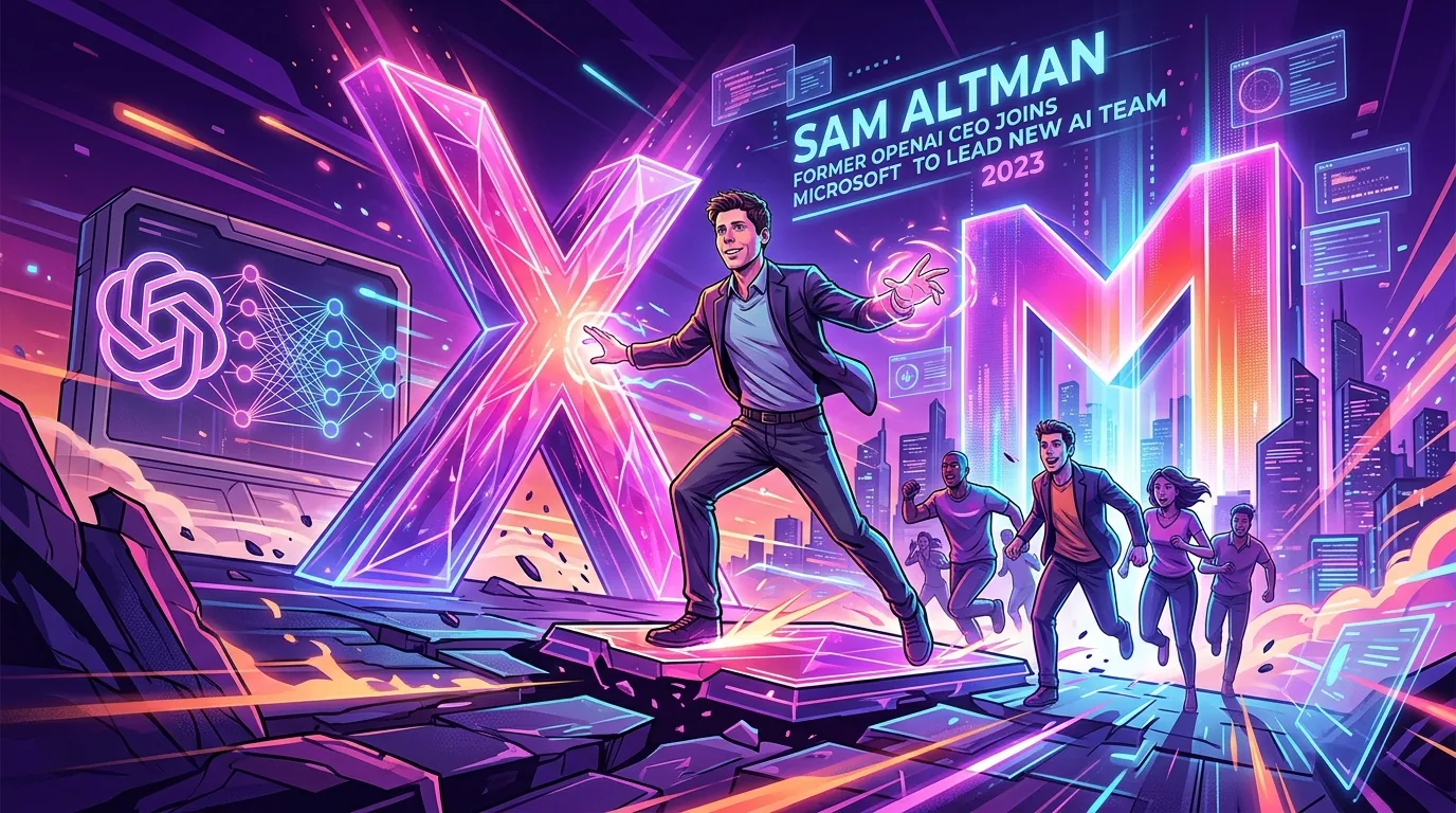 Sam Altman former OpenAI CEO, joins Microsoft to lead new AI team 2023, illustrative featured image