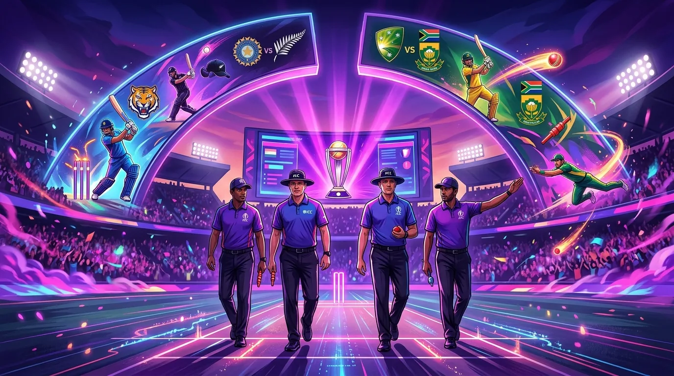 Umpires for IND vs NZ, AUS vs SA Semi-Finals in ICC World Cup 2023 Announced, illustrative featured image