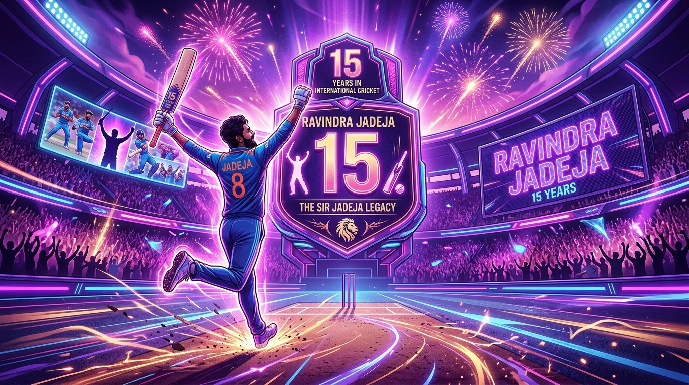Ravindra Jadeja Celebrating 15 years in International Cricket, illustrative featured image