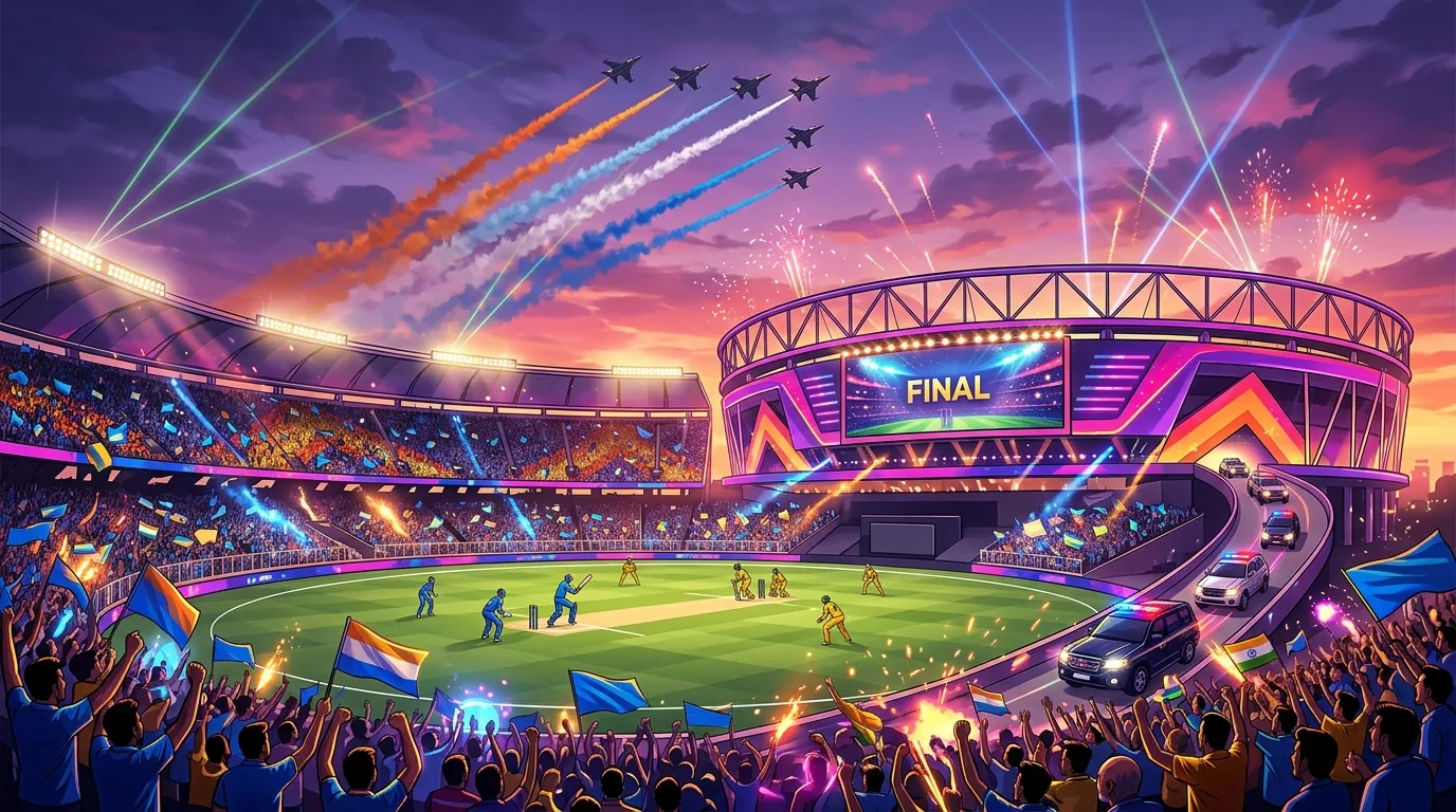 India vs Australia World Cup 2023 Final : PM Modi’s Grand Arrival, Air-Show, and 1.4 Billion Fans Awaited at Narendra Modi Stadium, illustrative featured image